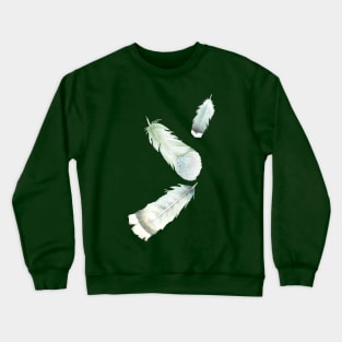 Green Falling Feathers: Watercolor Crewneck Sweatshirt